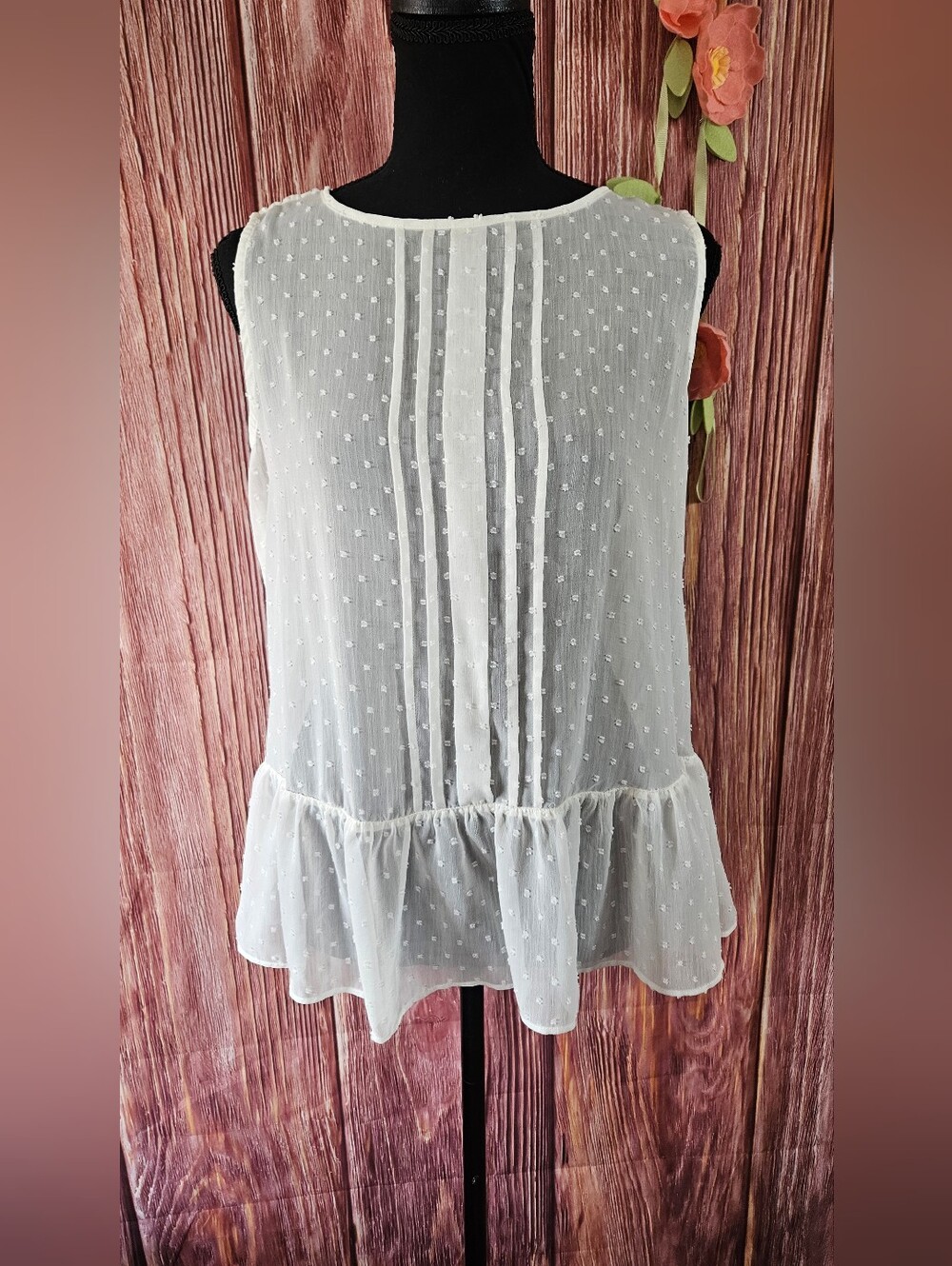 Elle Chiffon Clipdot Ruffle Blouse Size XL
